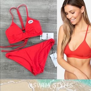 ☀️HURLEY☀️ ADJUSTABLE RED SURF TOP MOD SURF BOTTOM BIKINI SET